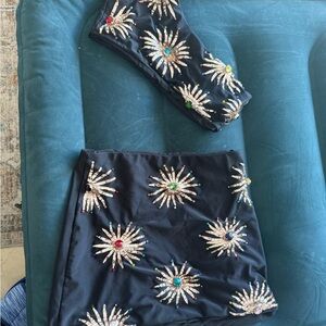 Oceanus Black Embellished Women's Swimwear